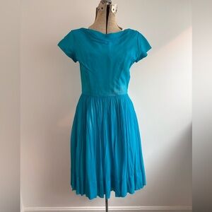 AS IS vintage 50s-60s turquoise chiffon party dress, 27" waist